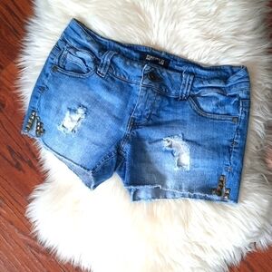 Forever 21 Studded Distrwssed Cutoff Jean Shorts